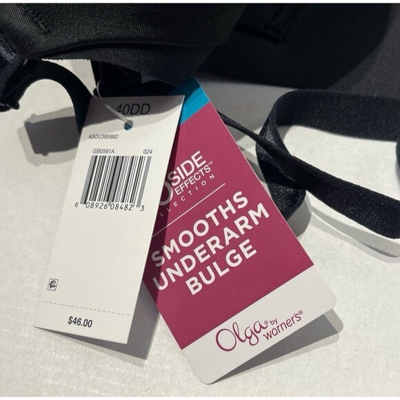 Olga No Side Effects Underwire Contour Bra GB0561A Rich Black Size 40DD New - Picture 7 of 7